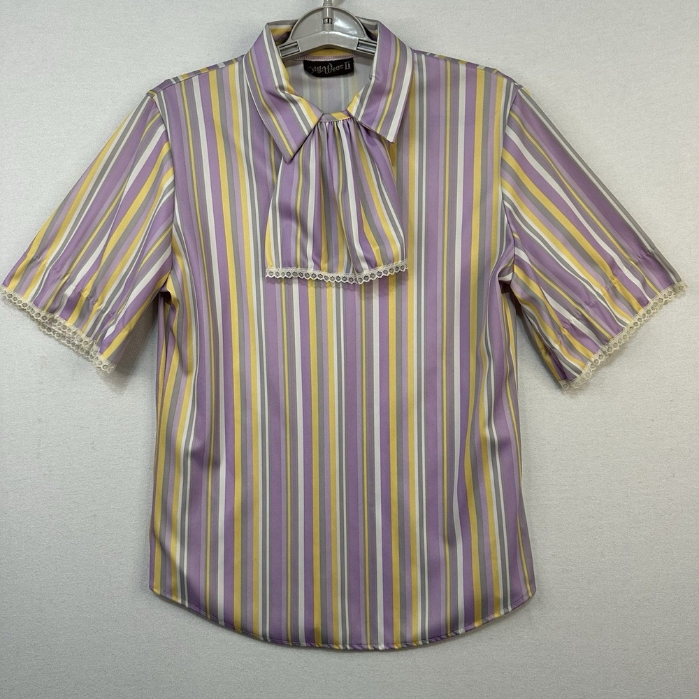 Vintage City Wear II Button Up Women's Blouse 60's 70's Sm/Med Striped Retro